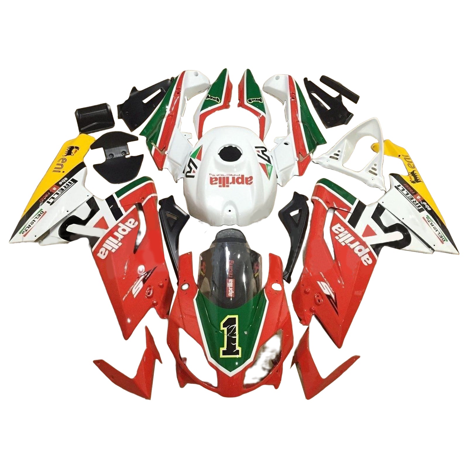 Amotopart Aprilia 2006–2011 RS125 rot-grünes Verkleidungsset