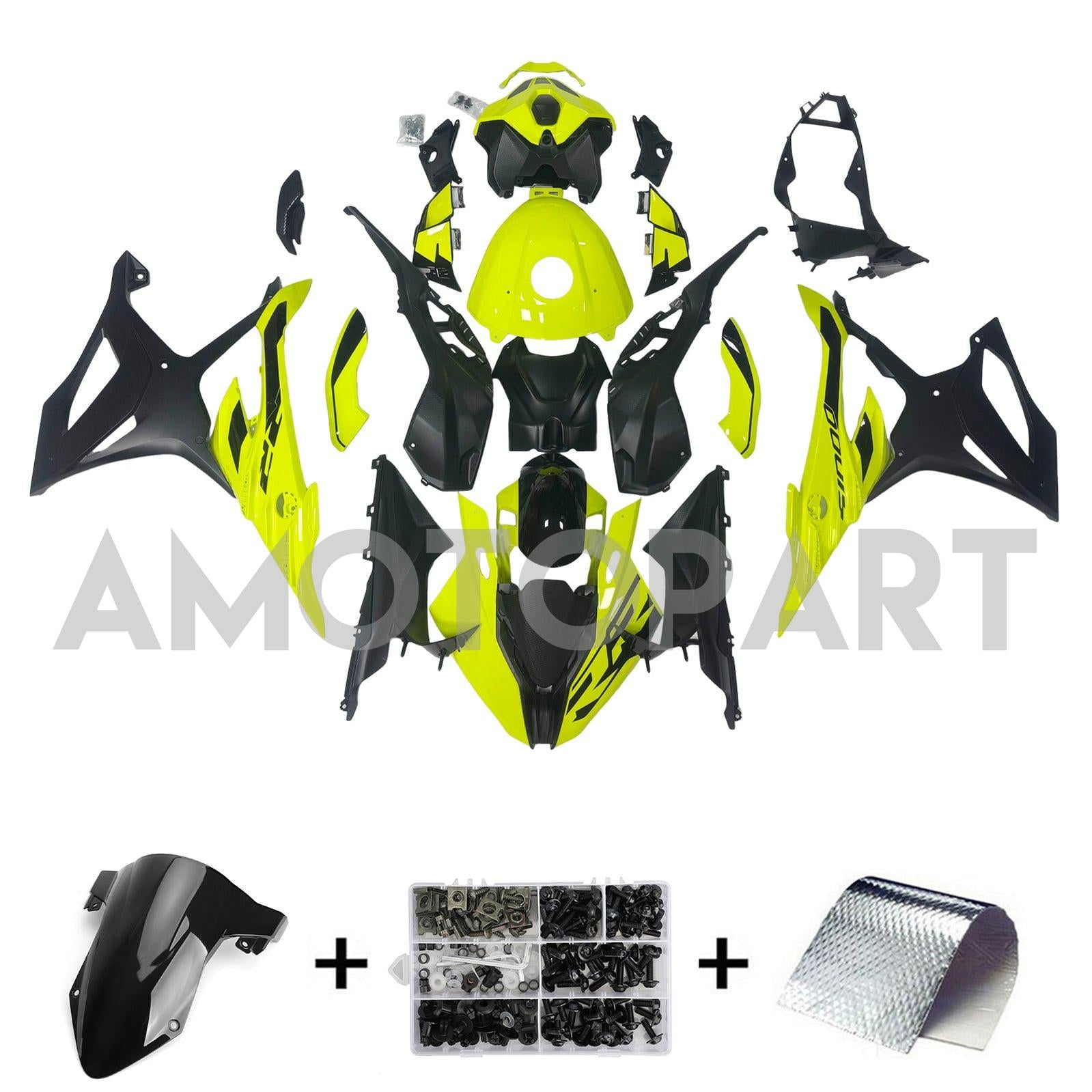 Amotopart 2023-2024 BMW S1000RR Yellow Black Fairing Kit