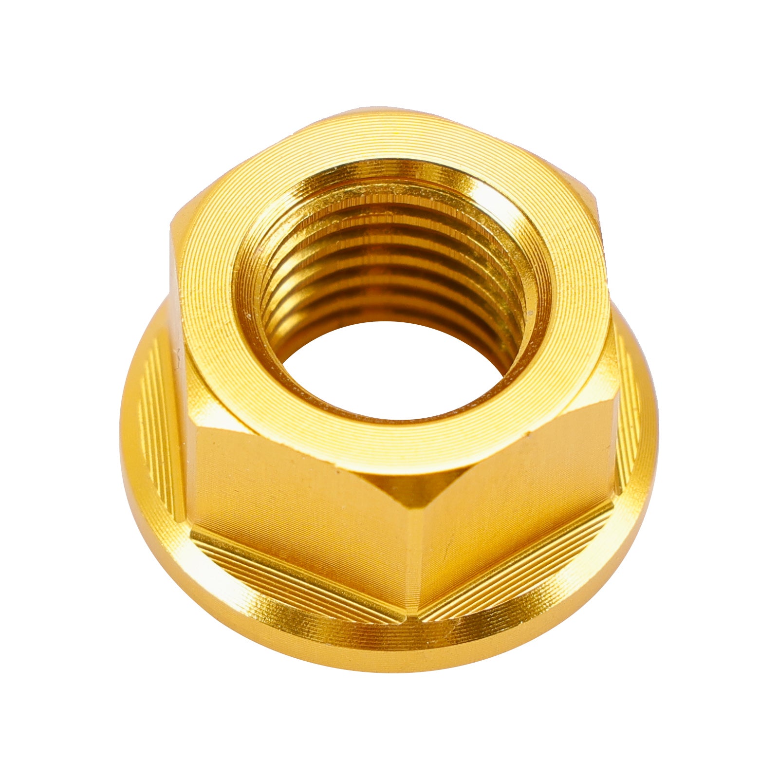 Paquete de 6 tuercas con reborde de piñón trasero de aluminio para motocicleta y bicicleta M10X1.25 dorado