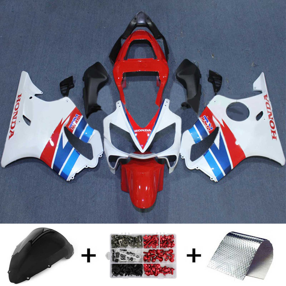 Amotopart 2001-2003 CBR600 F4i Honda Azul y Rojo Style3 Kit de carenado