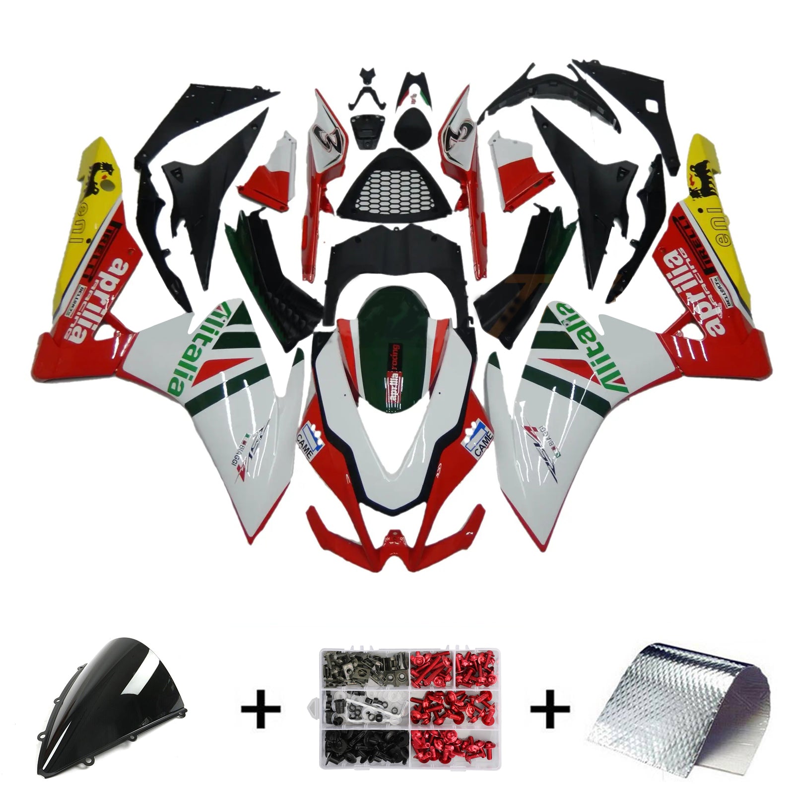 Amotopart 2009-2015 RSV4 1000 アプリリア ホワイト&レッド スタイル5 フェアリングキット