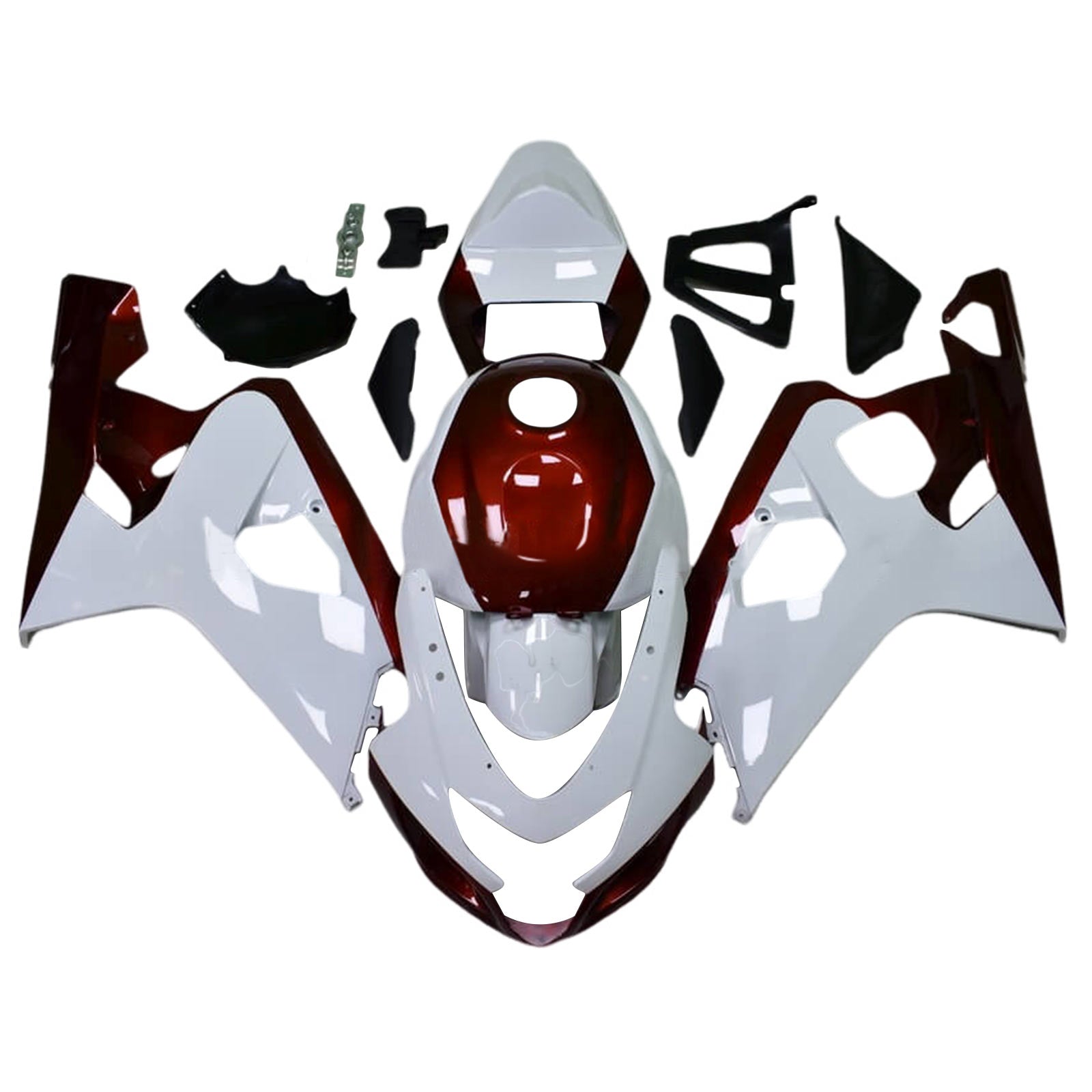 Amotopart 2004-2005 K4 GSXR 600/750 Suzuki White&Dark Red Fairing Kit