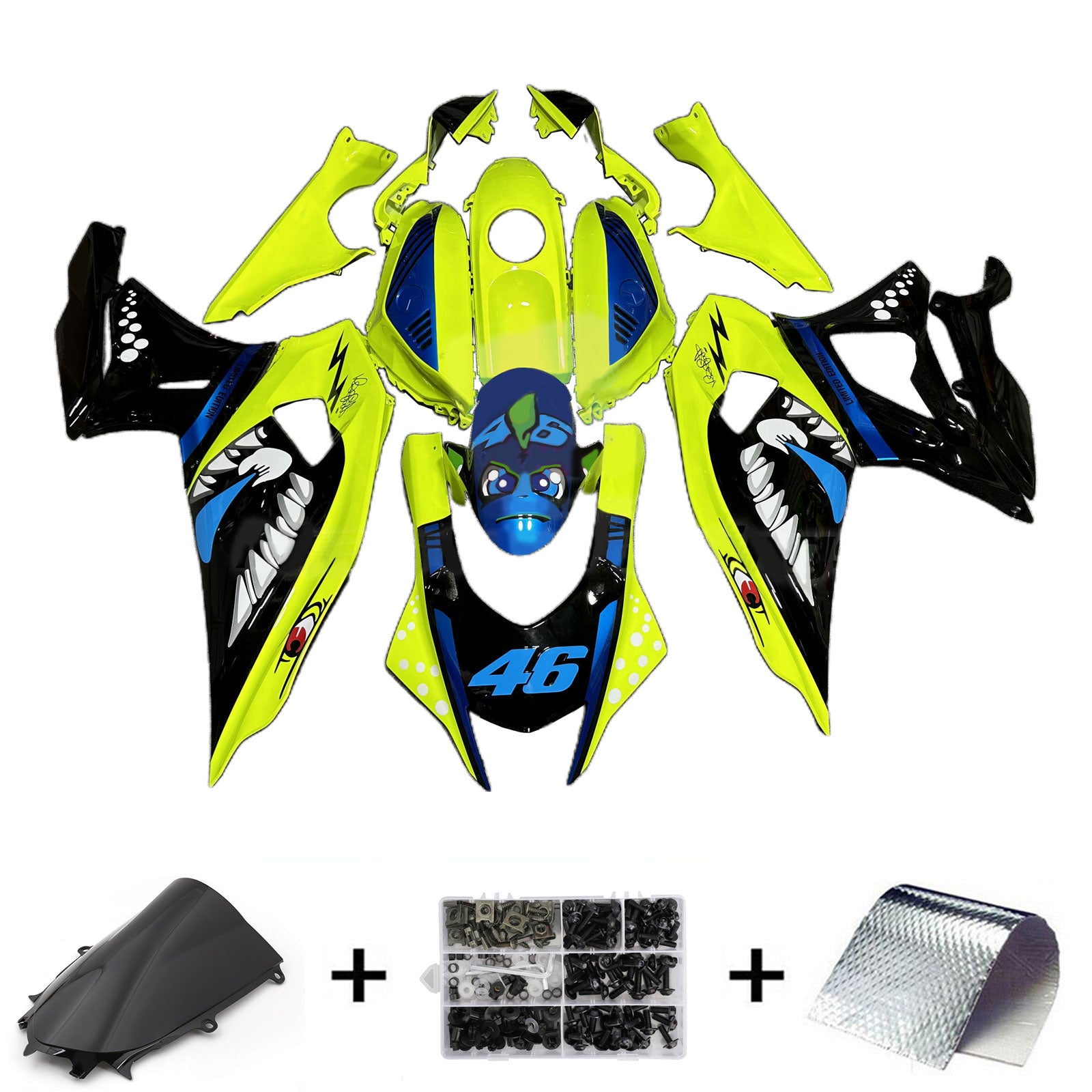 Amotopart 2021-2024 Yamaha YZF-R7 Black Yellow Blue Fairing Kit