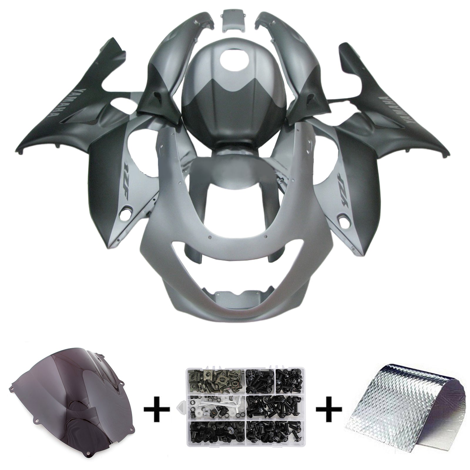 Amotopart 1996-2007 Yamaha YZF 600R Thundercat Kit de carenado gris negro mate