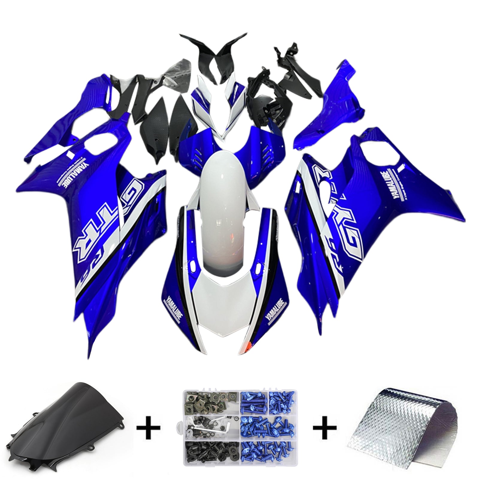 Kit de carénage Amotopart Yamaha YZF-R6 2017-2023 bleu Style6