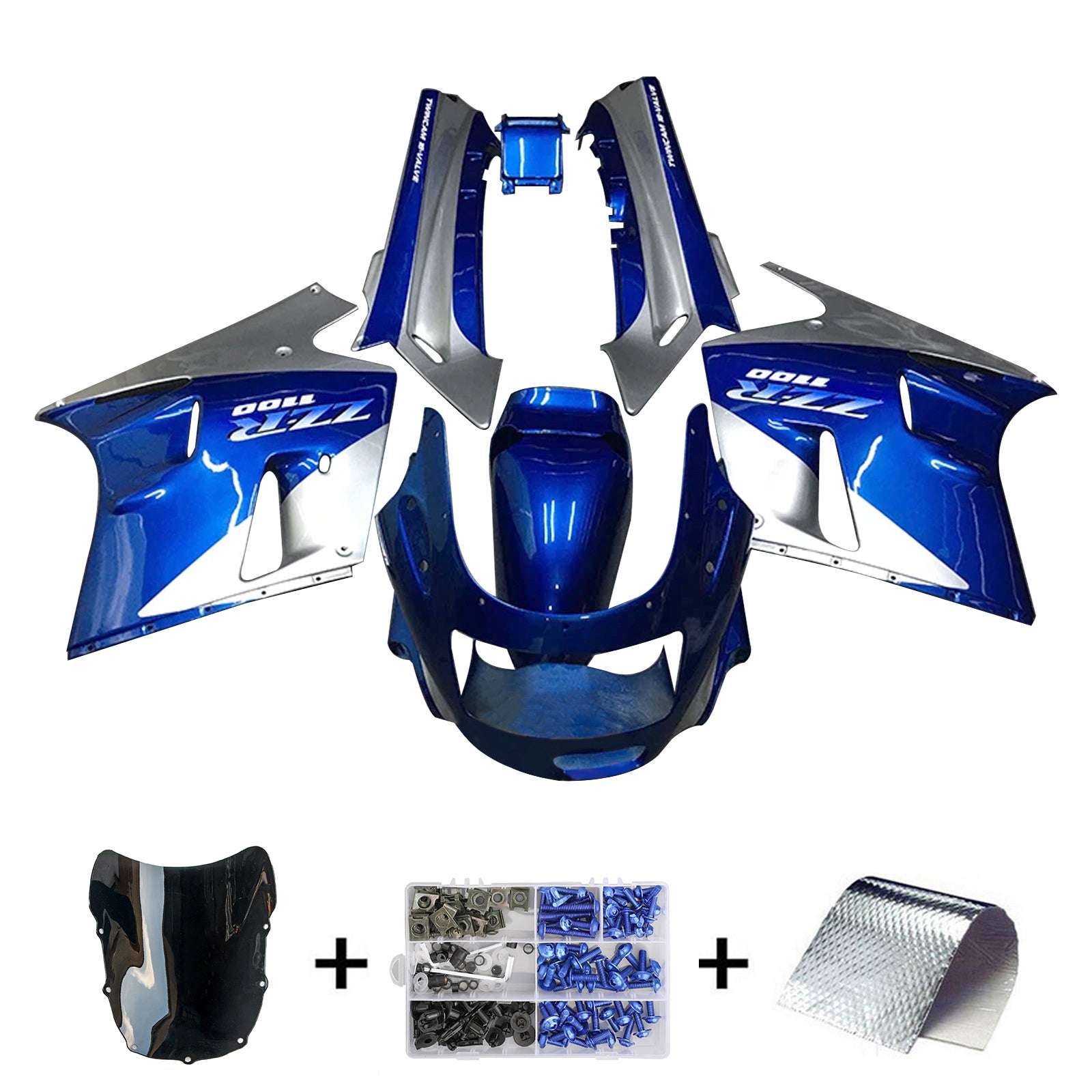 Kit carena Amotopart 1990-1992 Kawasaki ZZR1100 grigio blu