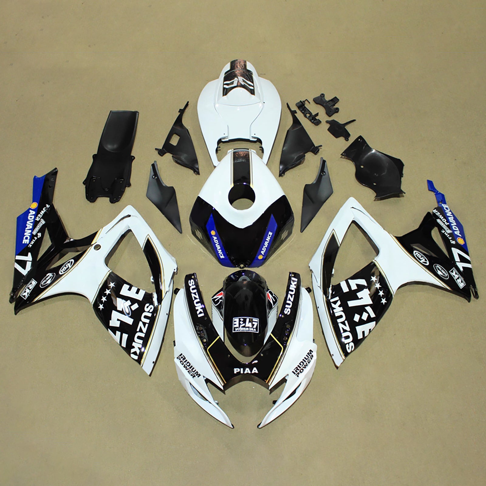 Amotopart 2006-2007 Suzuki GSXR 600/750 White Black Fairing Kit
