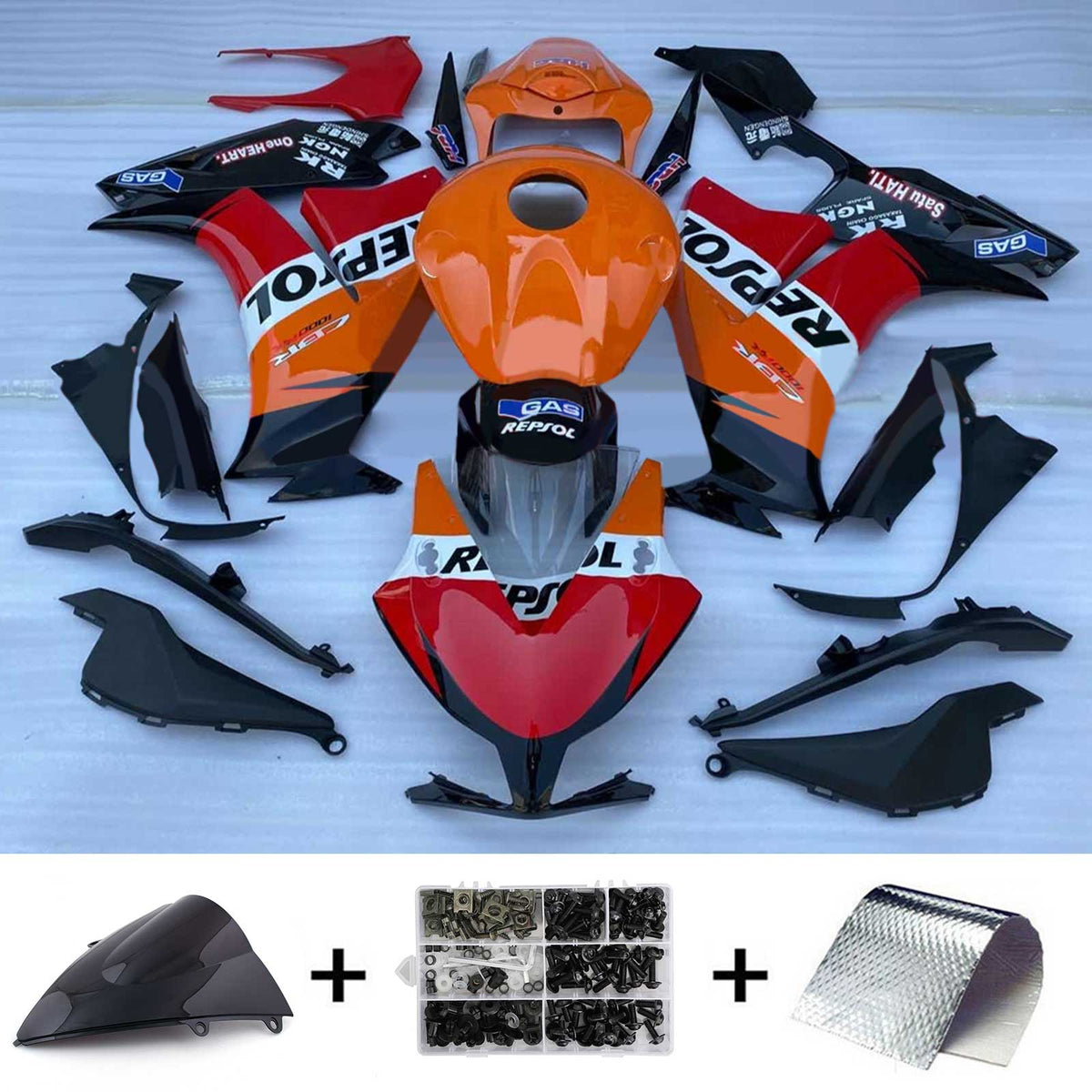 Amotopart 2012-2016 CBR1000RR Honda Kit de carenado rojo y naranja