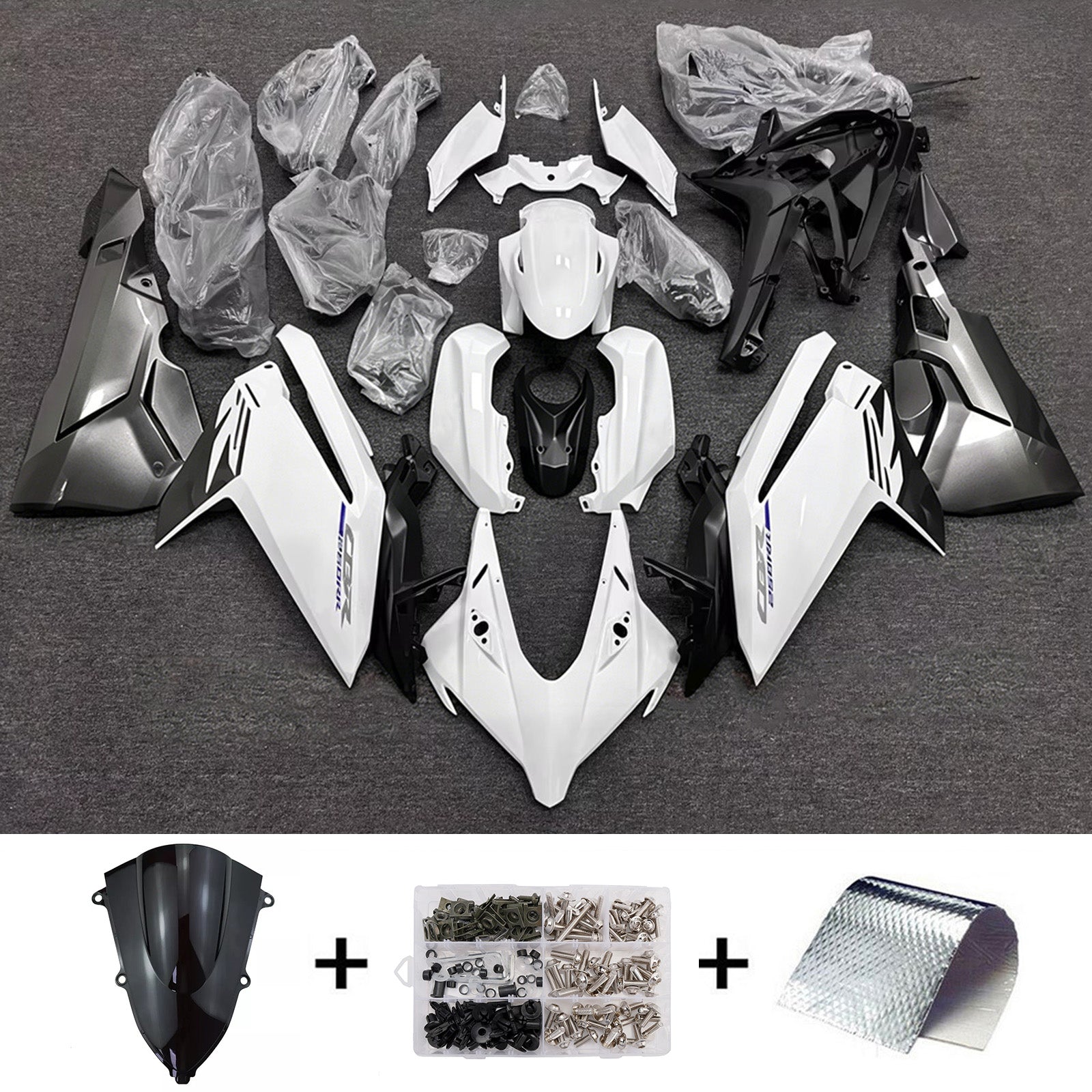 Amotopart 2023-2024 Honda CBR250RR White Fairing Kit