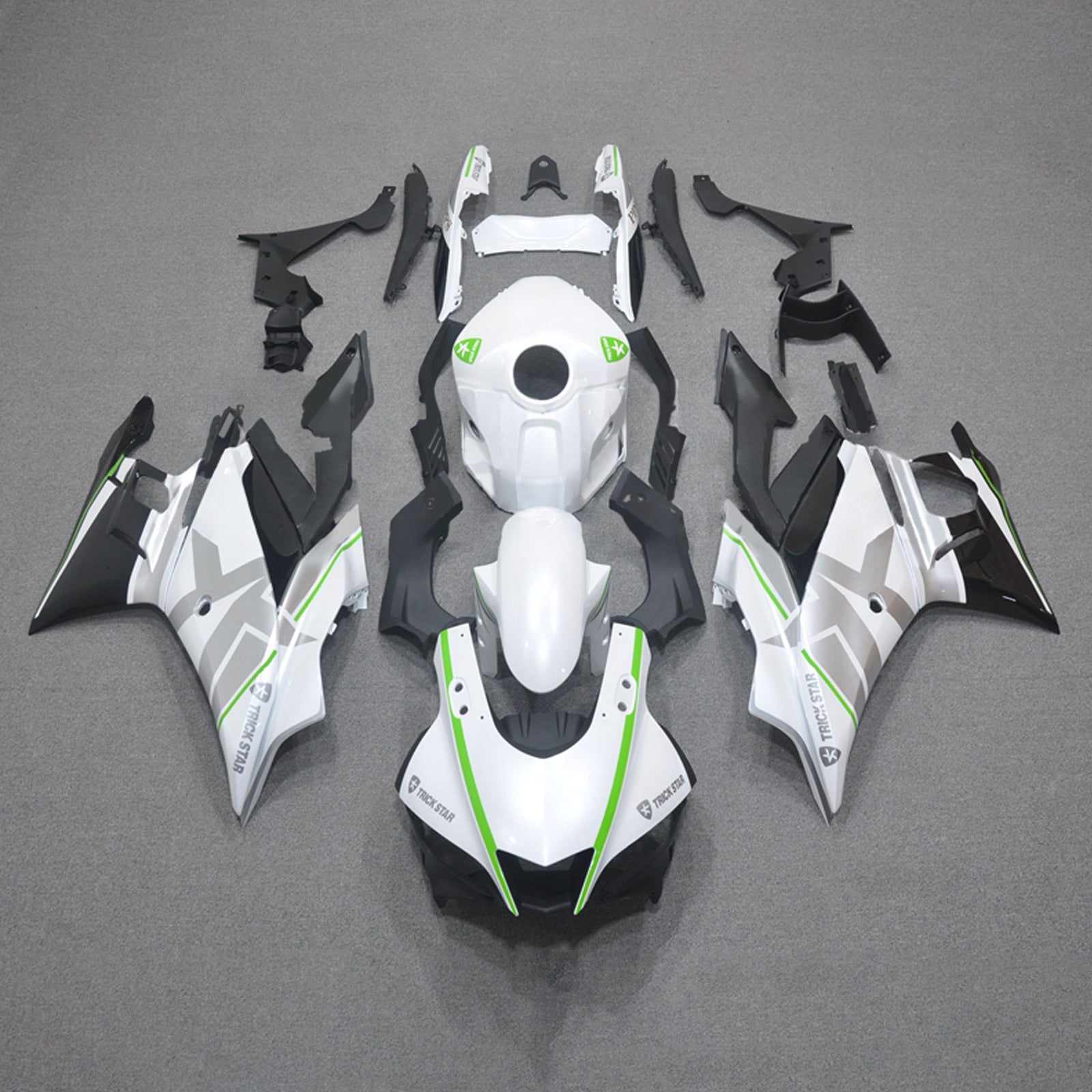 Amotopart 2022-2024 Yamaha YZF-R3 & R25 White Green Black Fairing Kit