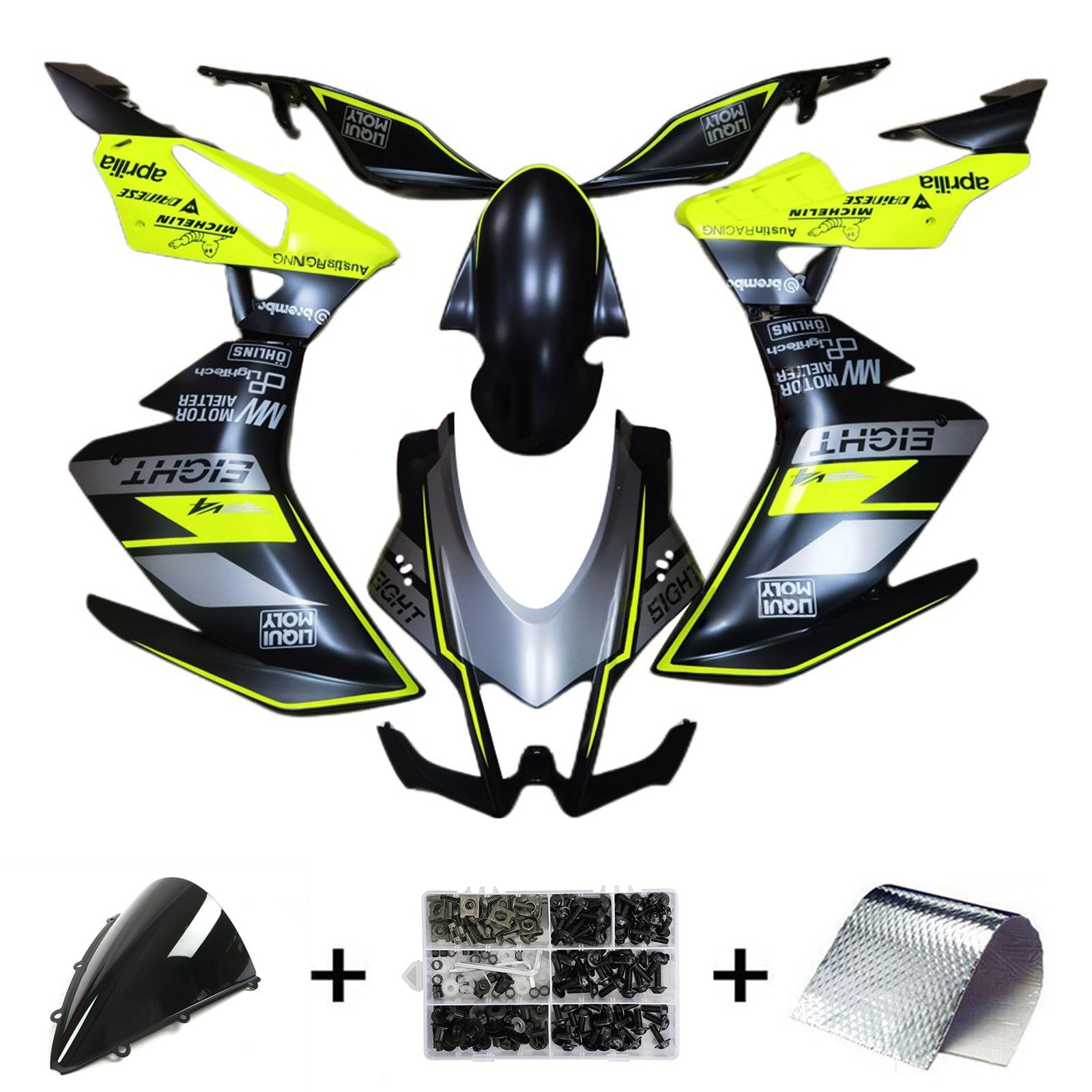 Amotopart Aprilia 2016-2020 RSV4 1000 Yellow&Black Fairing Kit