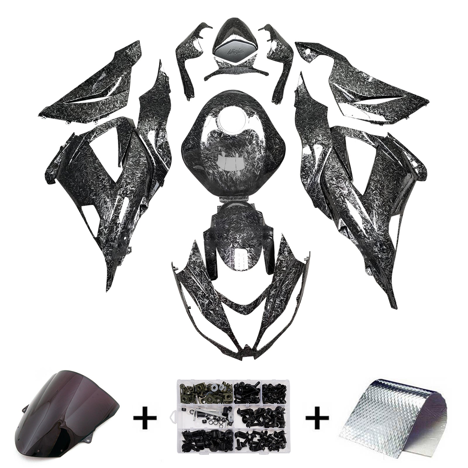 Amotopart 2013-2018 Kawasaki ZX6R 636 Forged Carbon Fiber Pattern Fairing Kit