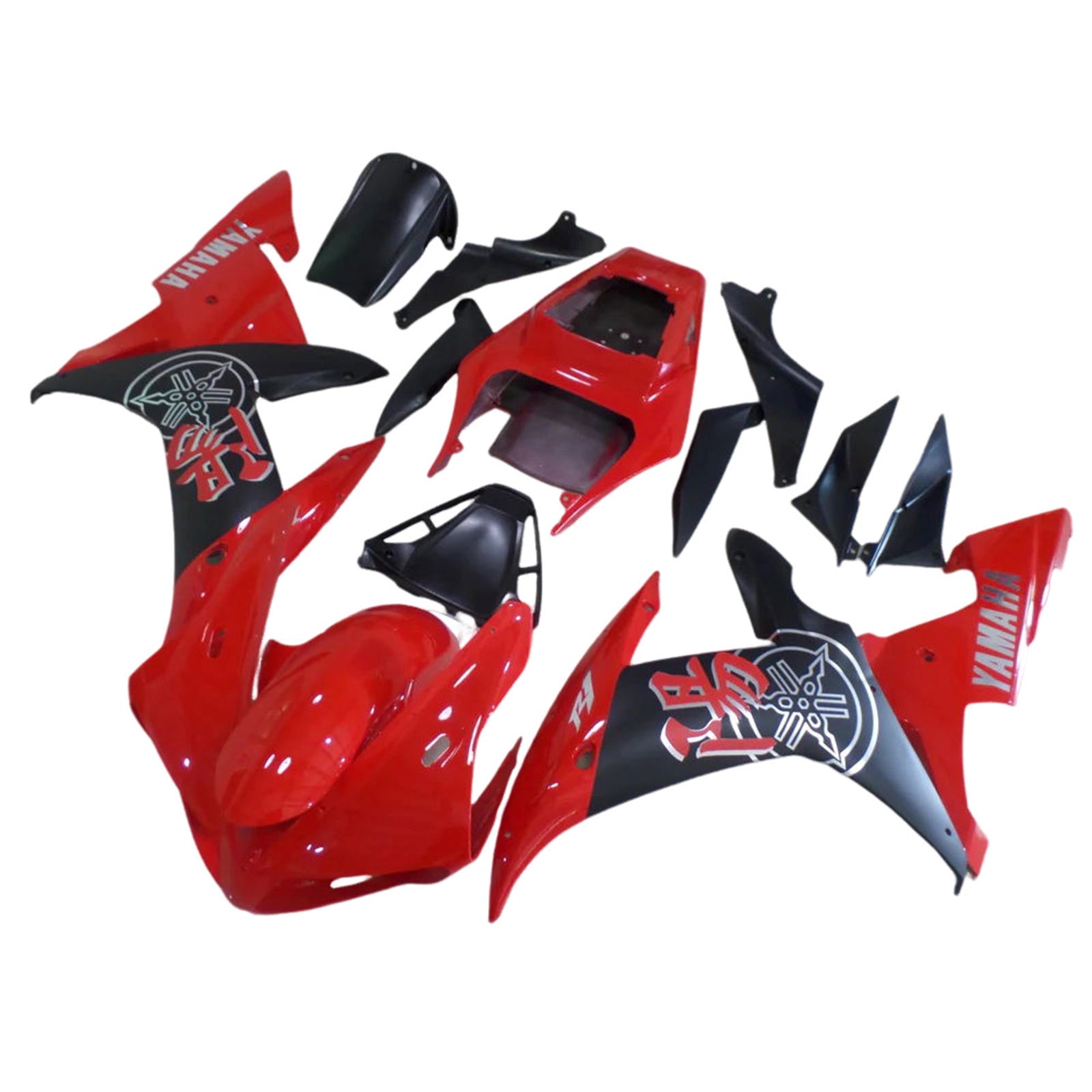 Amotopart 2002-2003 Yamaha YZF R1 Black Red & Logo Fairing Kit