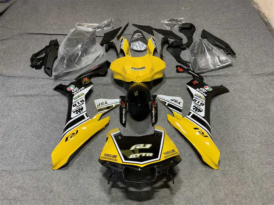 Kit de carénage Amotopart Yamaha YZF R1 2020-2024 jaune et noir