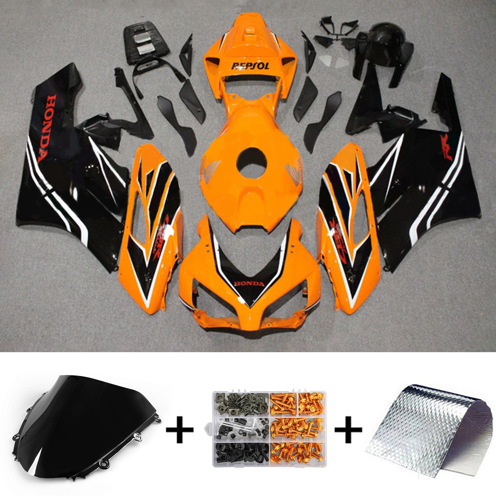 Amotopart 2004-2005 ホンダ CBR1000RR イエロー&ブラック フェアリングキット