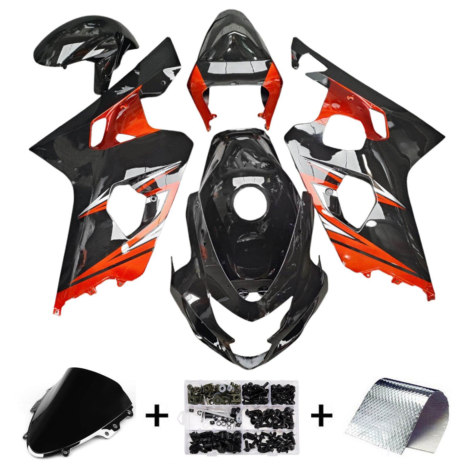 Amotopart 2004-2005 Suzuki GSXR 600/750 Black Orange Fairing Kit