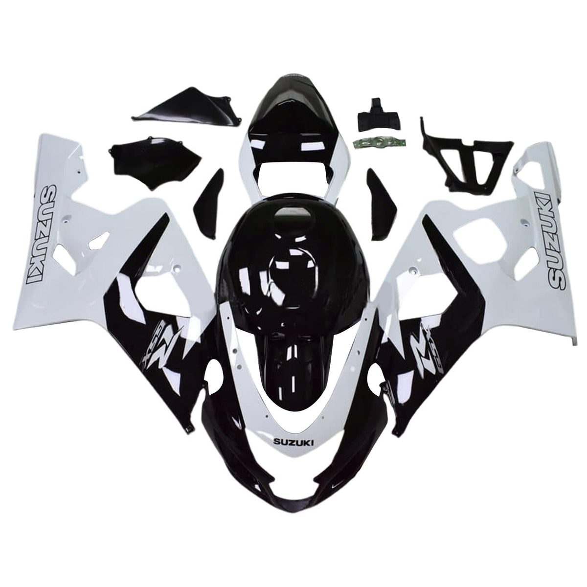 Amotopart 2004-2005 K4 GSXR 600/750 Suzuki Blanco y Negro Style1 Kit de carenado