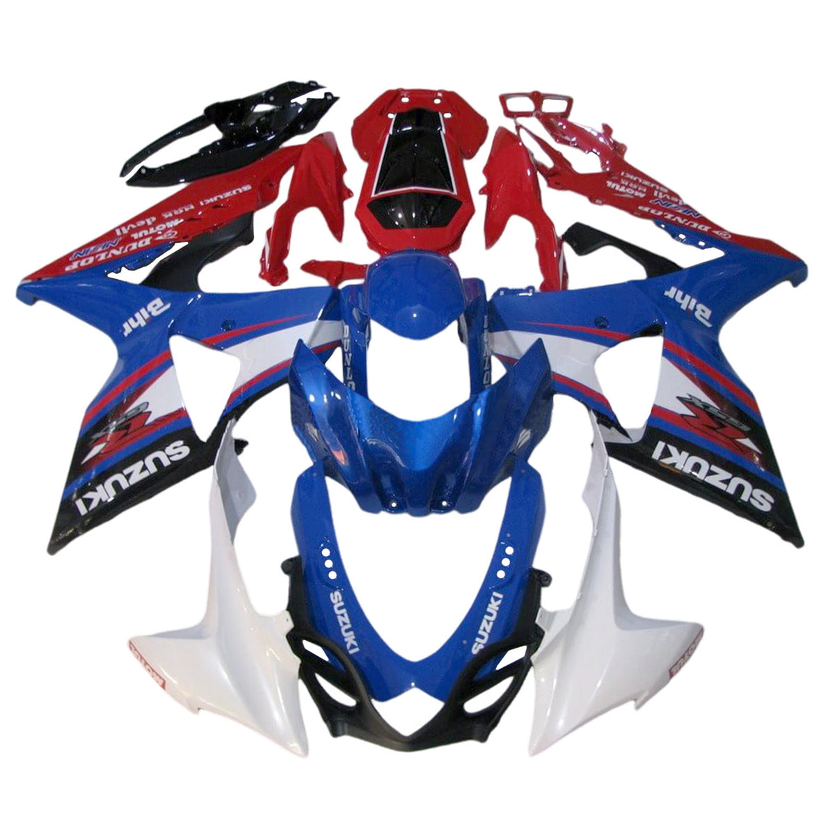 Amotopart 2009-2016 K9 GSXR1000 Suzuki Kit de carénage bleu et rouge