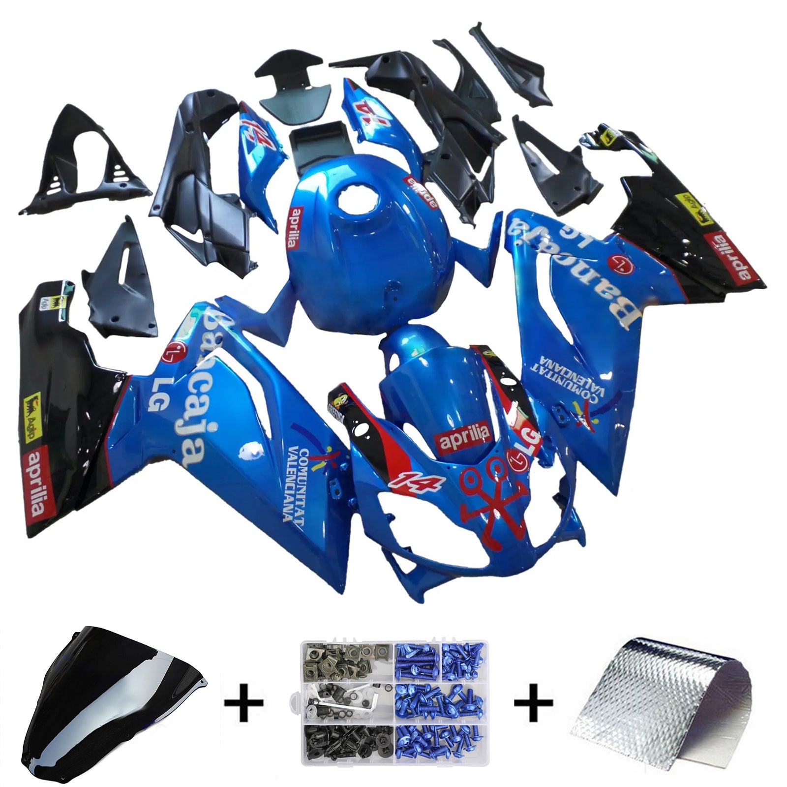 Kit carena Amotopart 2006-2011 RS125 Aprilia Blue&amp;Black Style3