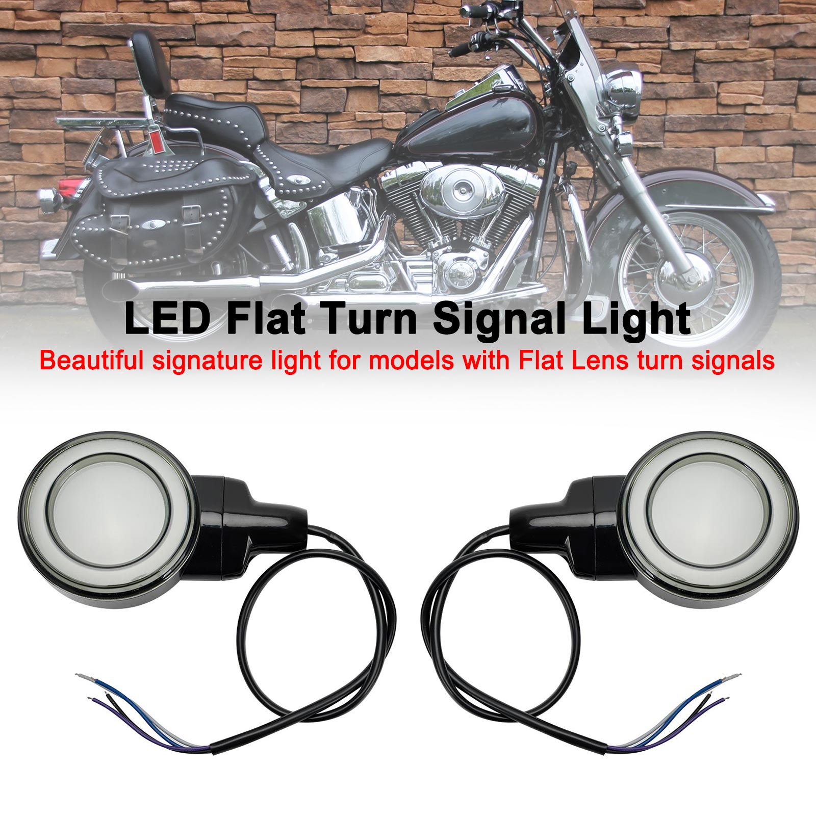 LED Flat Front Turn Signal Light For Heritage Softail Classic Touring 99-23