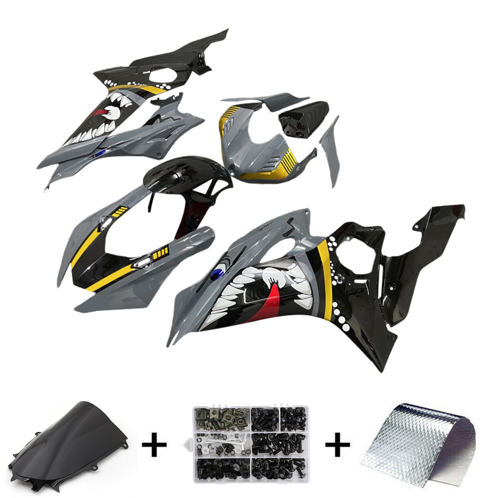 Amotopart 2017-2023 Yamaha YZF R6 Kit de carénage jaune noir gris