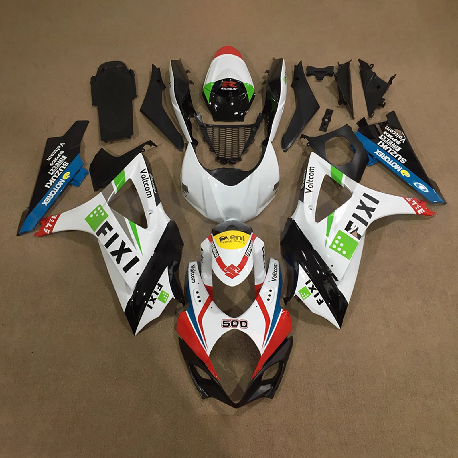 Amotopart 2007-2008 Suzuki GSXR1000 White Black Red Green Fairing Kit
