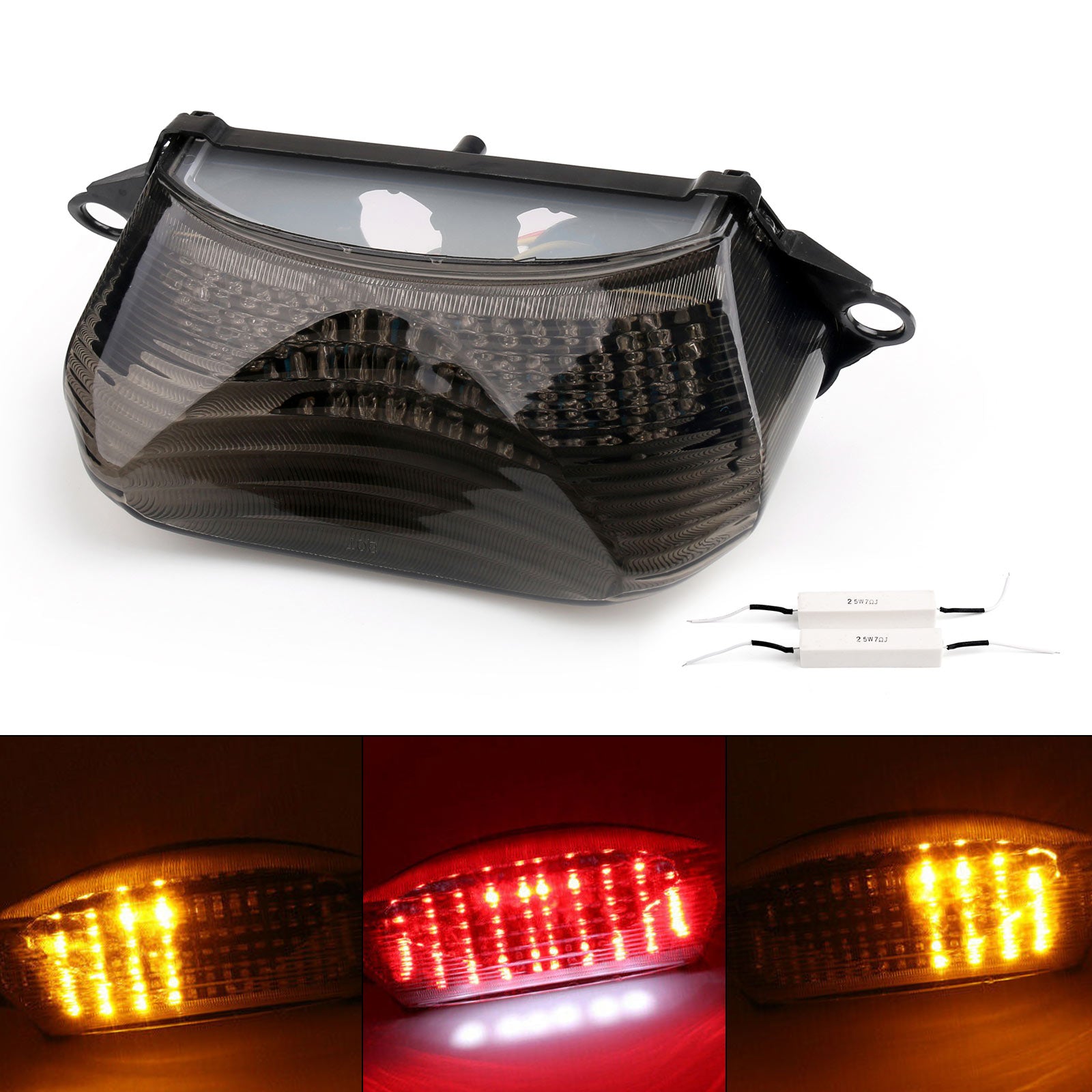 Intermitentes de luz trasera LED integrados para Honda VTR 1000 1997-2005 Smoke