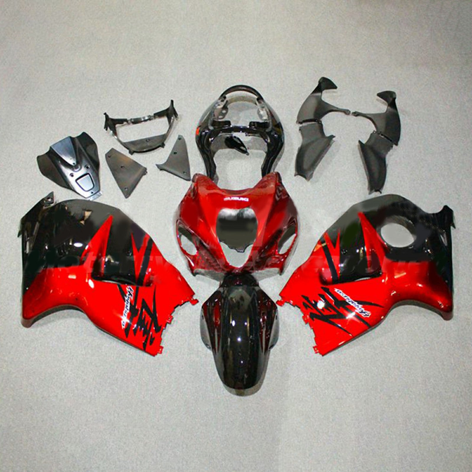 Amotopart 1999–2007 Suzuki Hayabusa GSX1300R Gloss Red &amp; Black Style1 Verkleidungsset