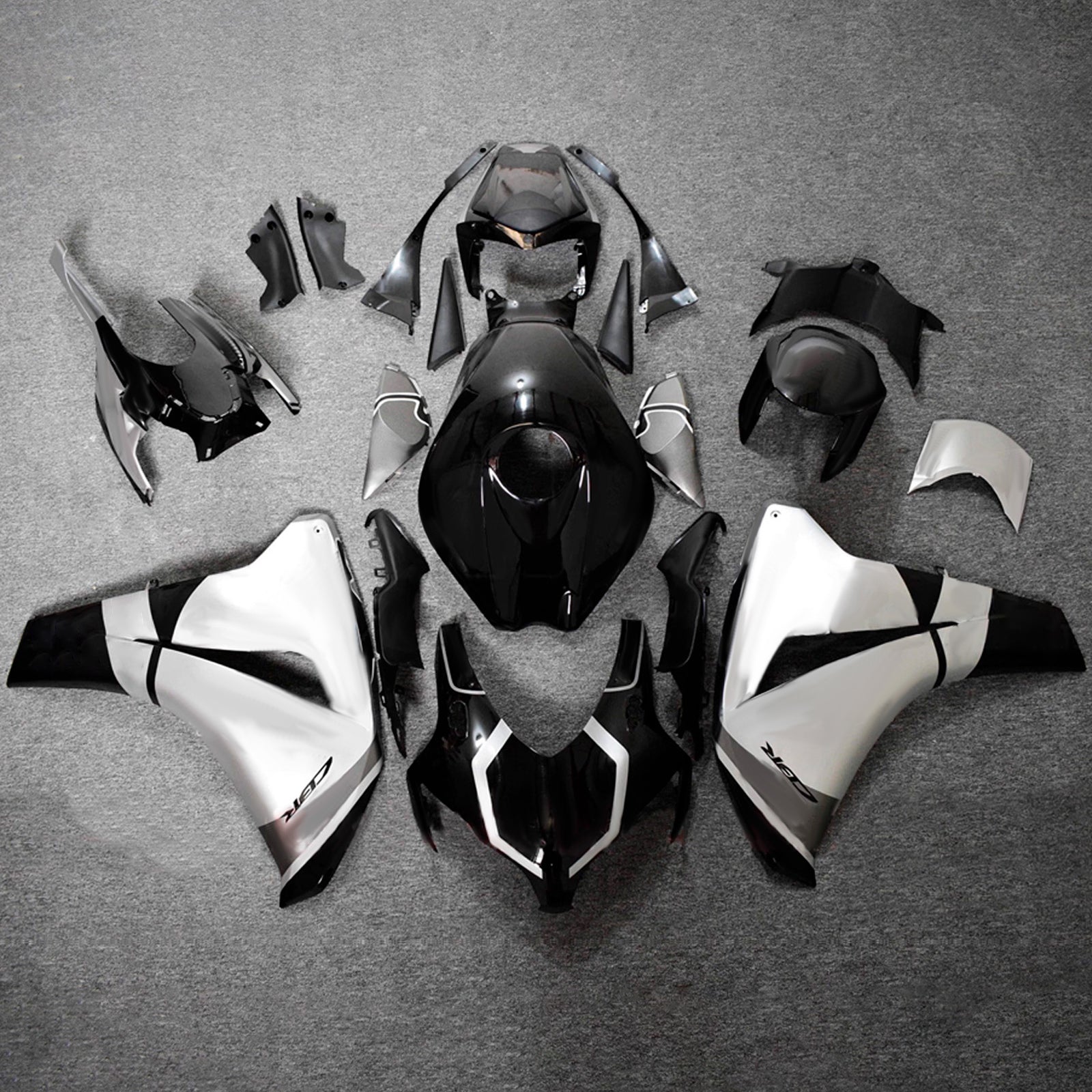 Amotopart 2008-2011 Honda CBR1000RR Black/Silver Fairing Kit