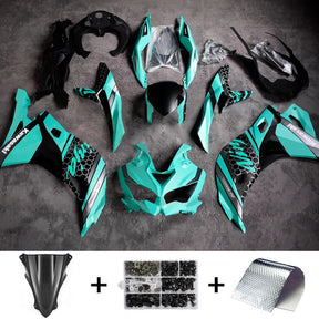 Amotopart 2019-2024 Kit carena Ninja ZX-25R ZX-4R ZX-4RR Kawasaki Verde Mix Blu