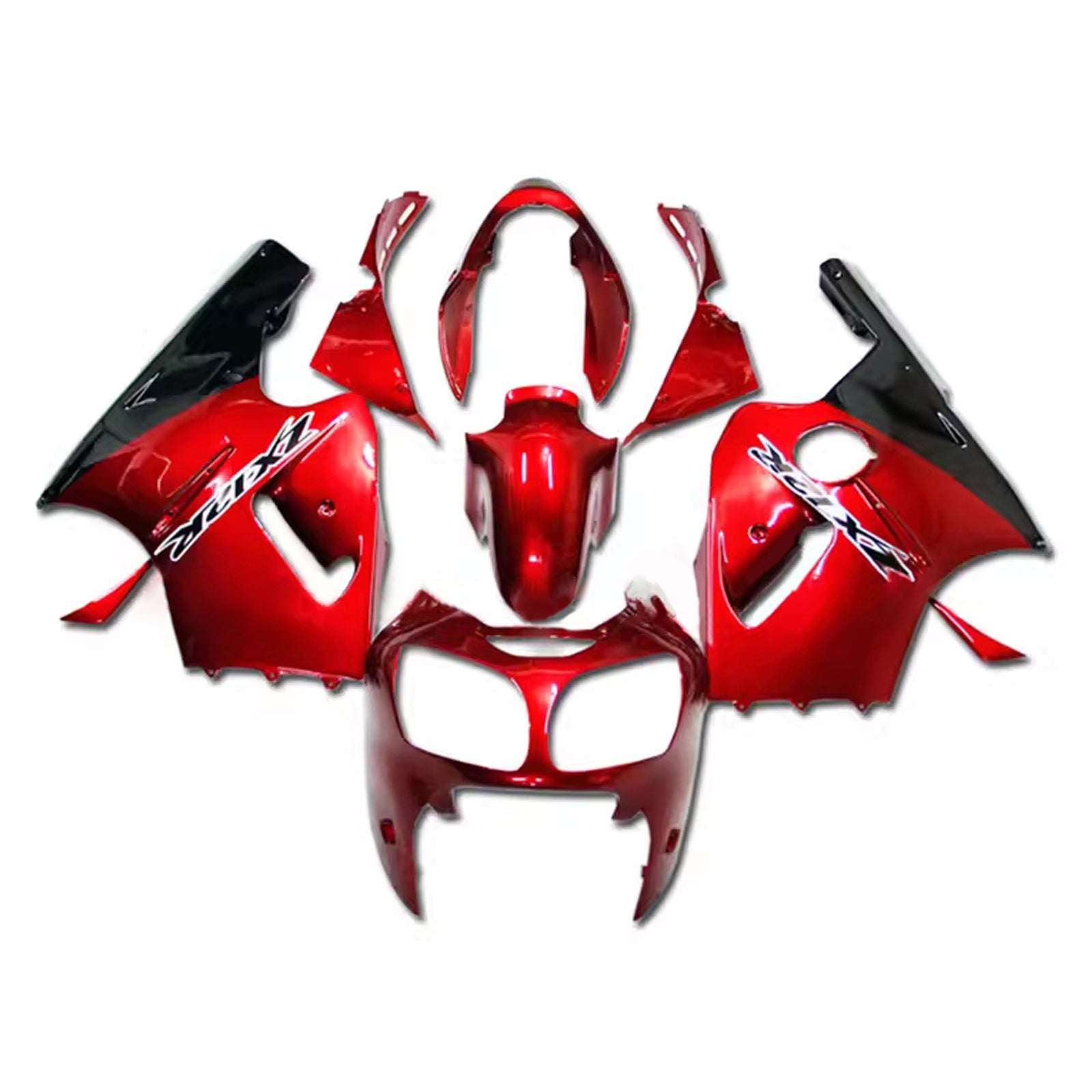 Amotopart 2000-2001 Kawasaki ZX12R Red Black Fairing Kit