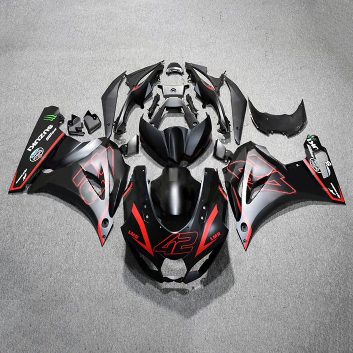 Amotopart 2017-2024 K17 GSXR1000 Suzuki Black&Red Style3 Fairing Kit