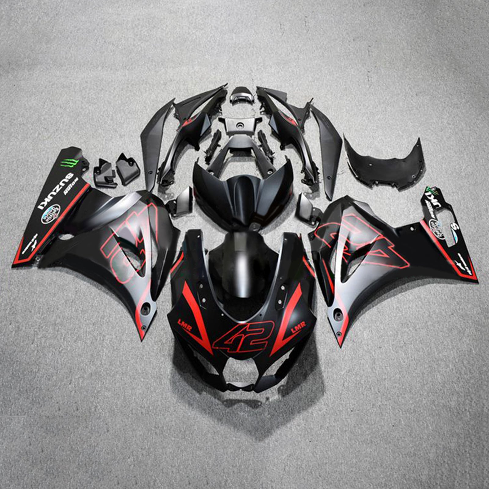 Amotopart 2017-2024 K17 GSXR1000 Suzuki Black&Red Style3 Fairing Kit