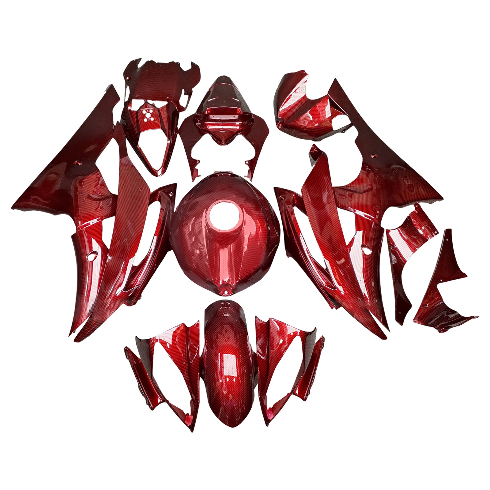 Amotopart 2008-2016 Yamaha  YZF-R6 Red Carbon Fiber Pattern Fairing Kit