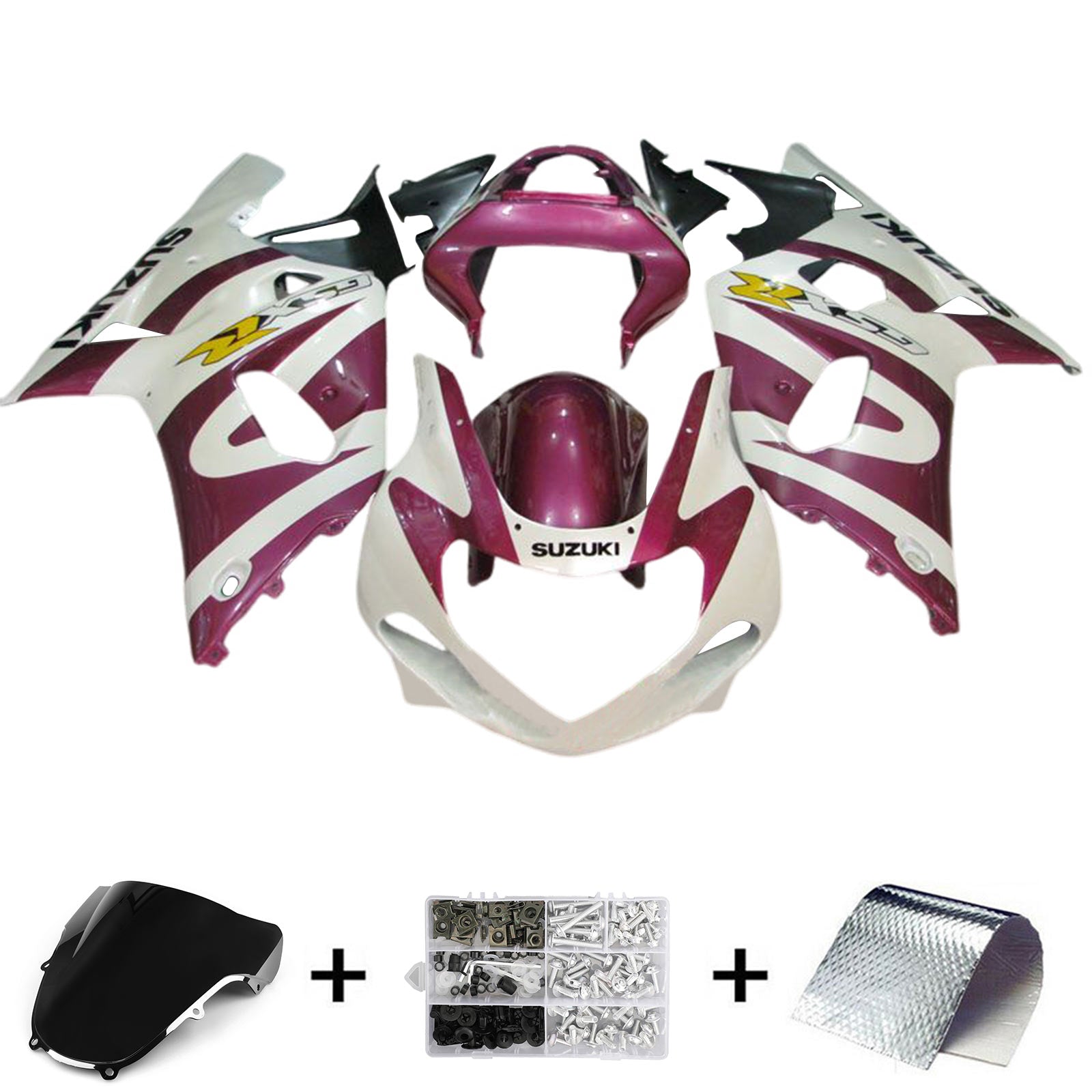 Amotopart 2001-2003 GSXR600 2000-2003 GSXR750 K1 Suzuki Kit de carénage violet blanc