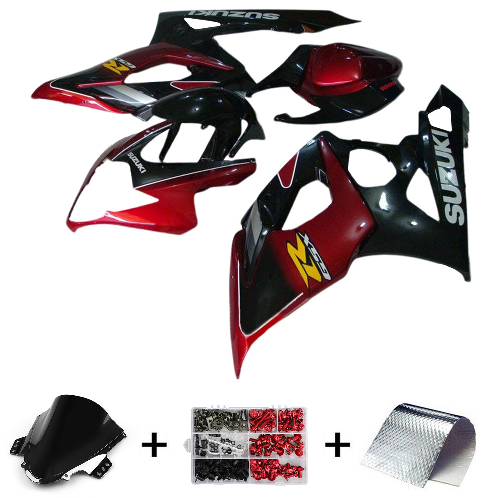 Amotopart 2005-2006 K5 GSXR1000 Suzuki Rojo y Negro Style1 Kit de carenado