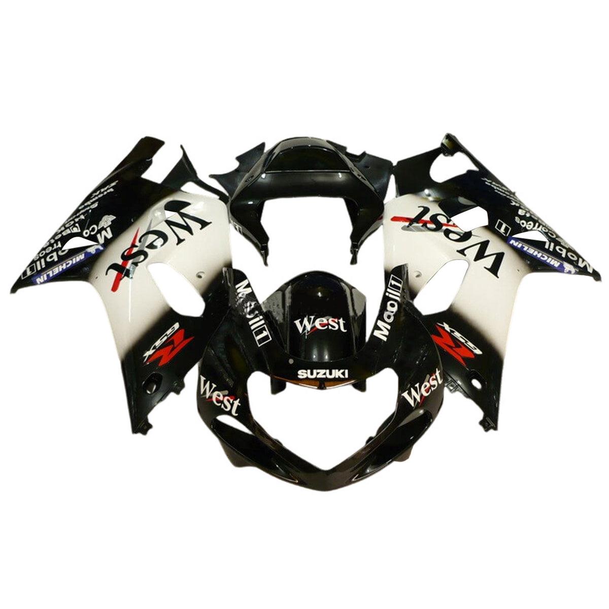 Amotopart 2001-2003 GSXR600 2000-2003 GSXR750 K1 Suzuki Kit de carenado blanco y negro