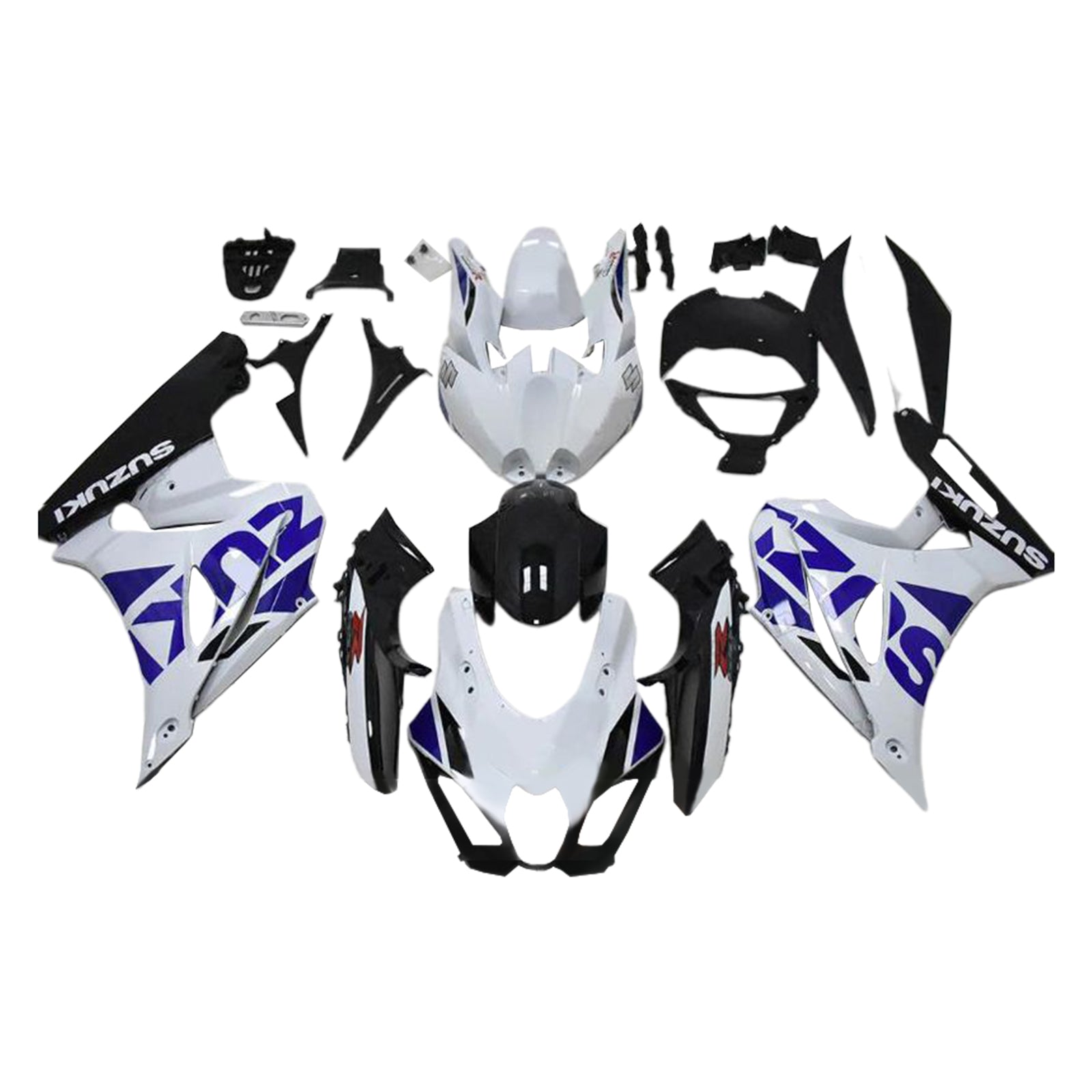 Amotopart 2017-2024 K17 GSXR1000 Suzuki Kit de carénage blanc et bleu