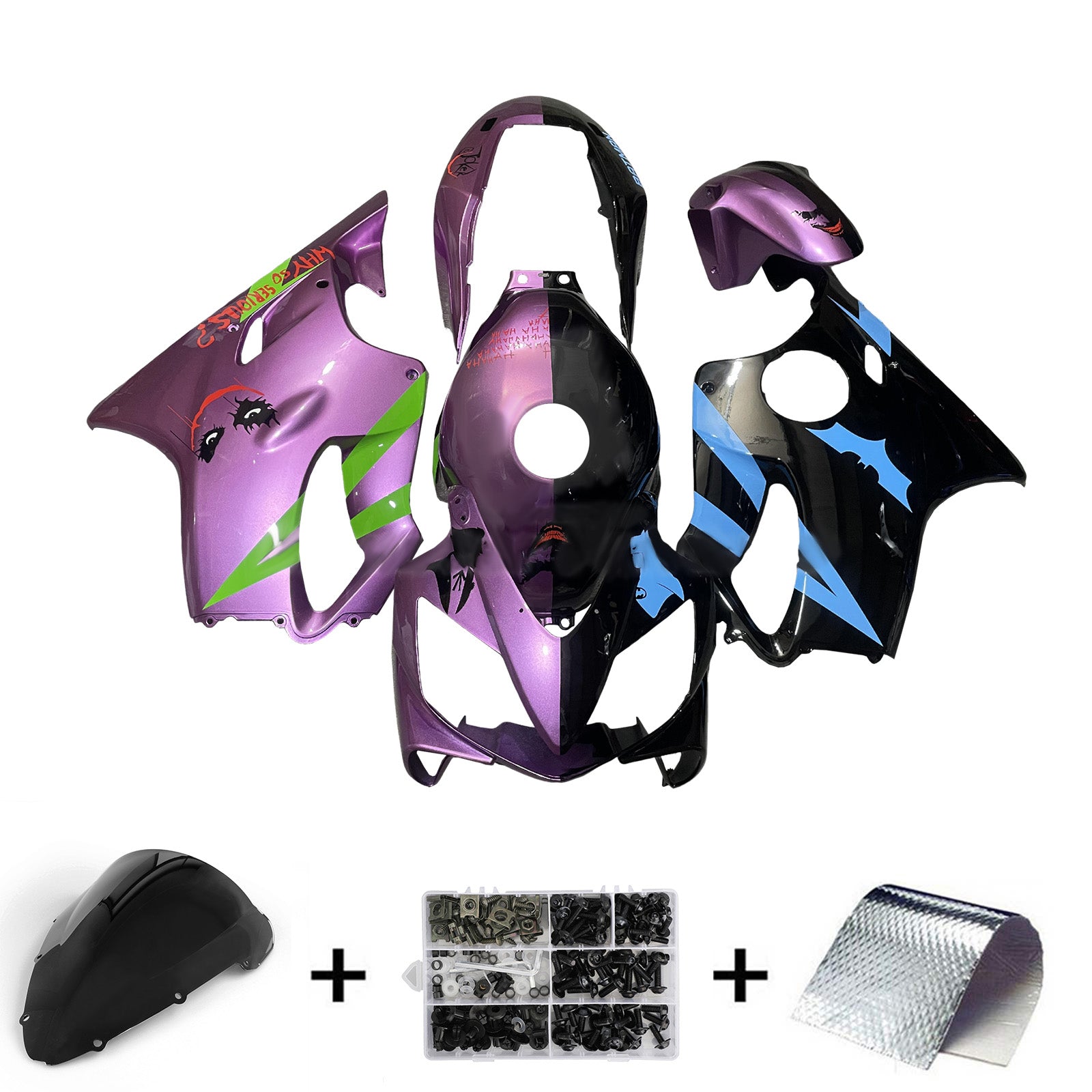 Amotopart 2004-2007 Honda CBR600 F4i Black Purple Fairing Kit