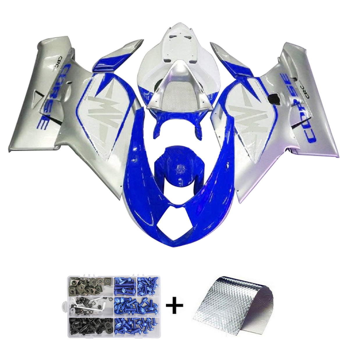 Amotopart 2005–2006 MV Agusta F4 1000 Verkleidungsset in Blau und Silber