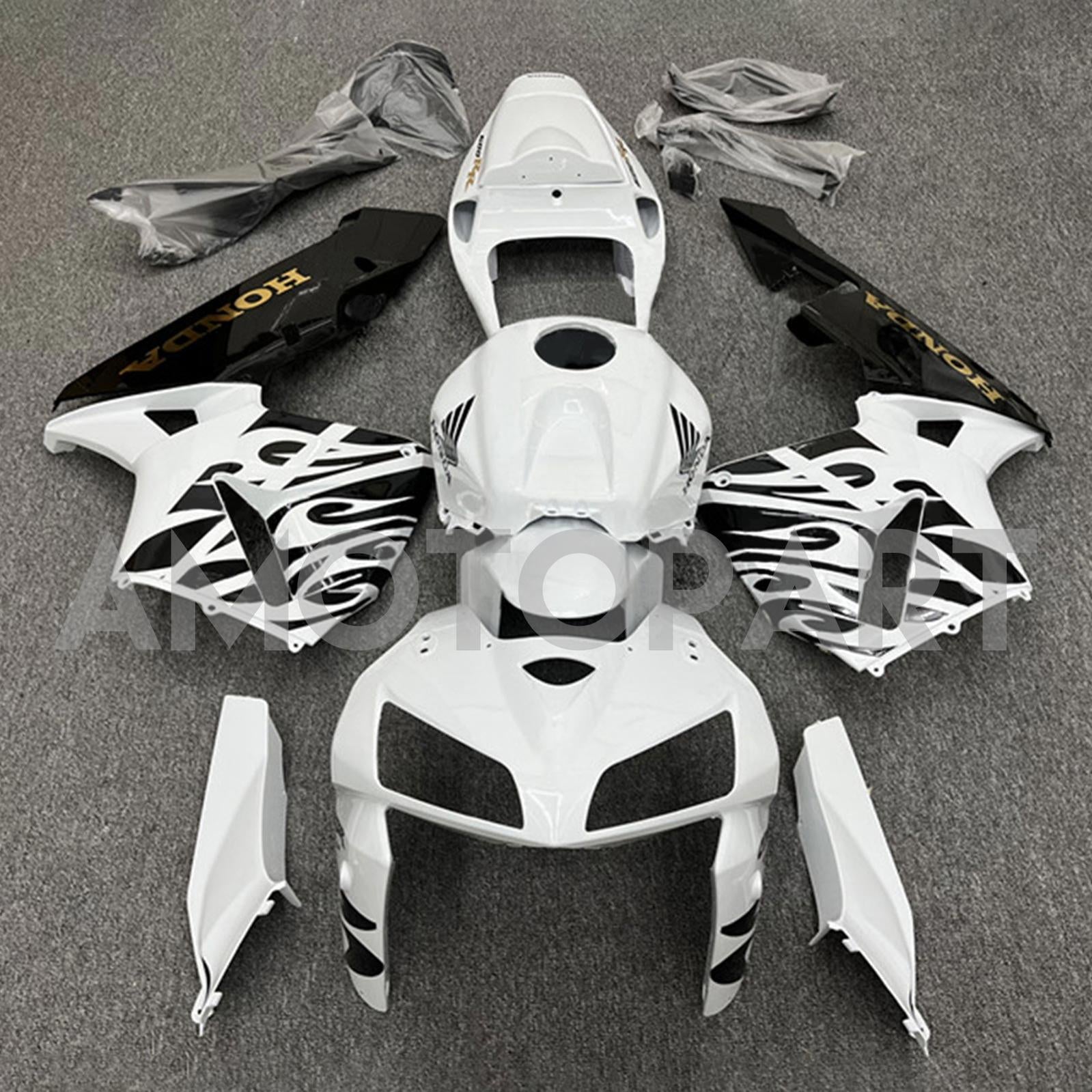 Amotopart 2005-2006 Honda CBR600RR White Black Fairing Kit