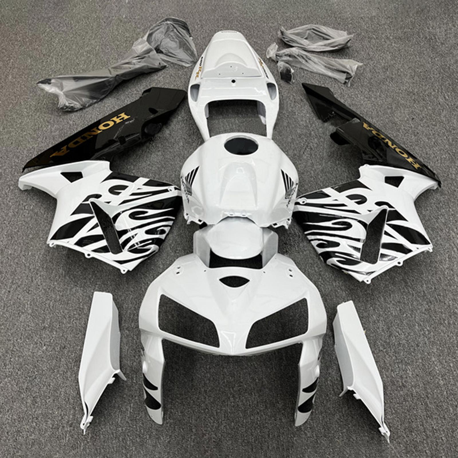 Amotopart 2005-2006 Honda CBR600RR Kit de carenado blanco negro