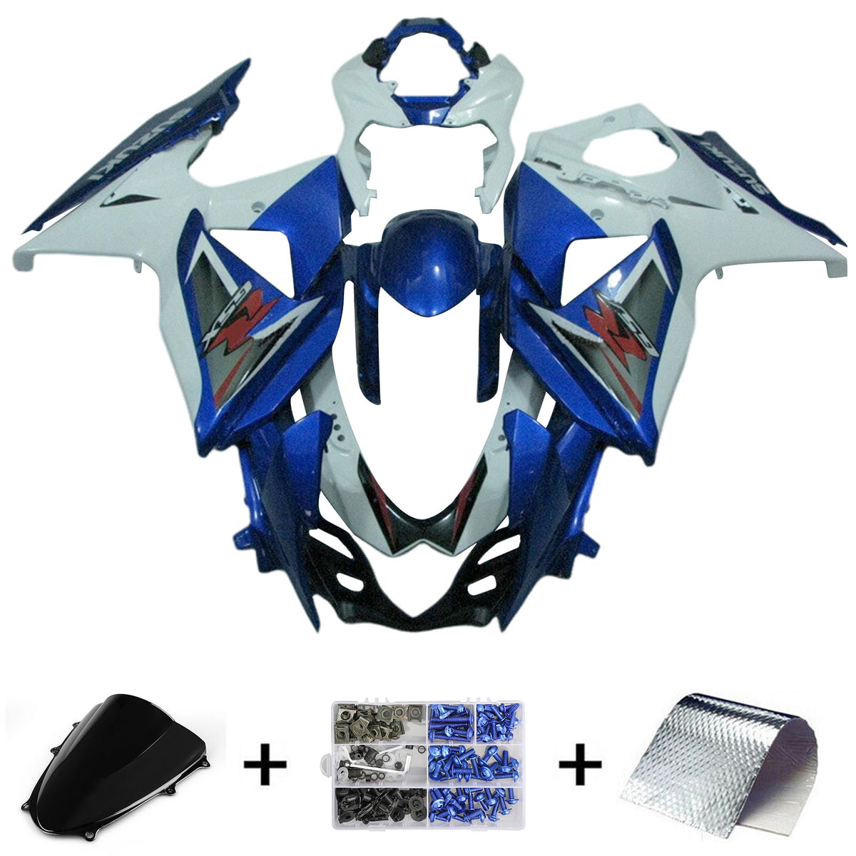 Amotopart 2009-2016 K9 GSXR1000 Suzuki blanco y azul estilo 5 kit de carenado