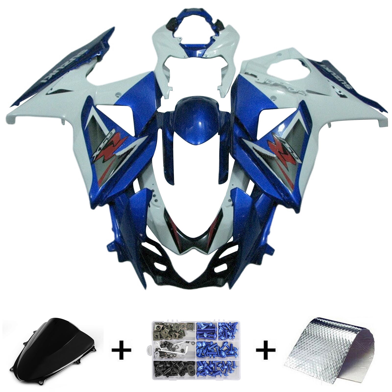 Amotopart 2009-2016 K9 GSXR1000 Suzuki Bianco e Blu Style5 Kit carena