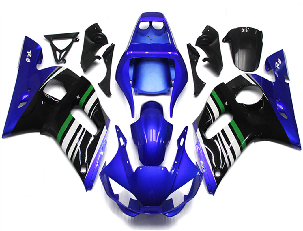 Amotopart Yamaha YZF 600 R6 1998-2002 Blue&Black Style1 Fairing Kit