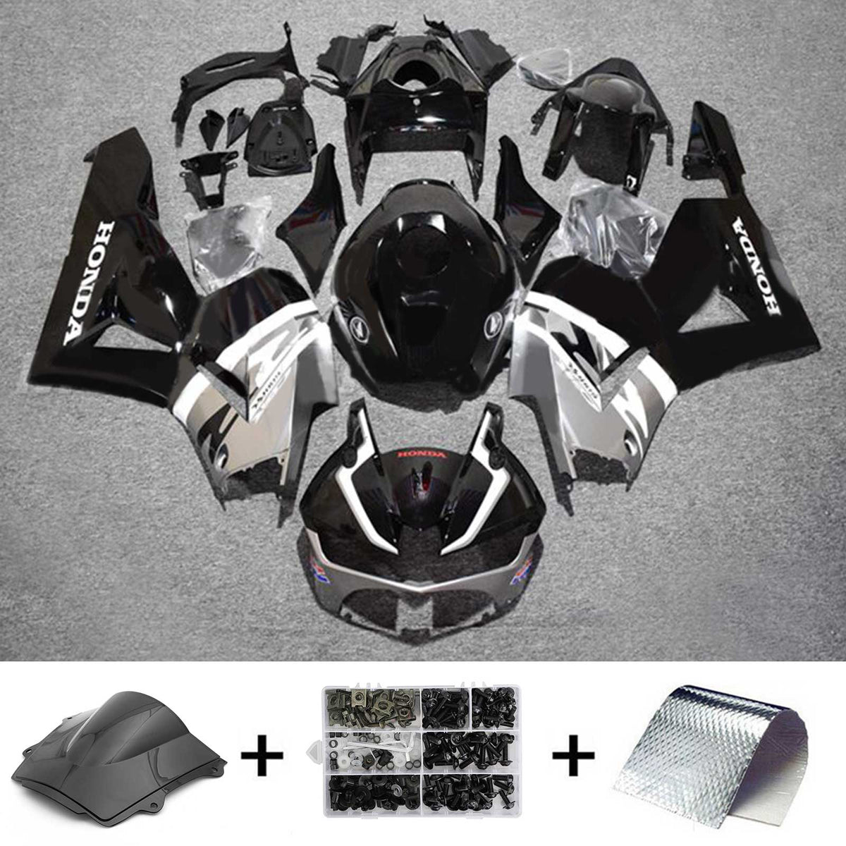 Amotopart 2013-2023 F5 CBR600RR Honda Kit carena nero e grigio