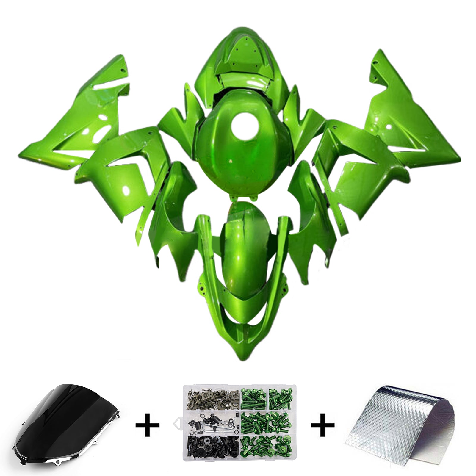 Amotopart 2004-2005 Kawasaki ZX10R Green Fairing Kit