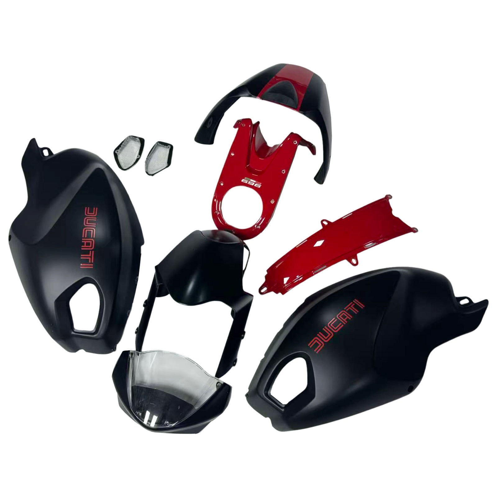 Amotopart All Years Ducati Monster 696/796/1100 S EVO White Red Fairing Kit