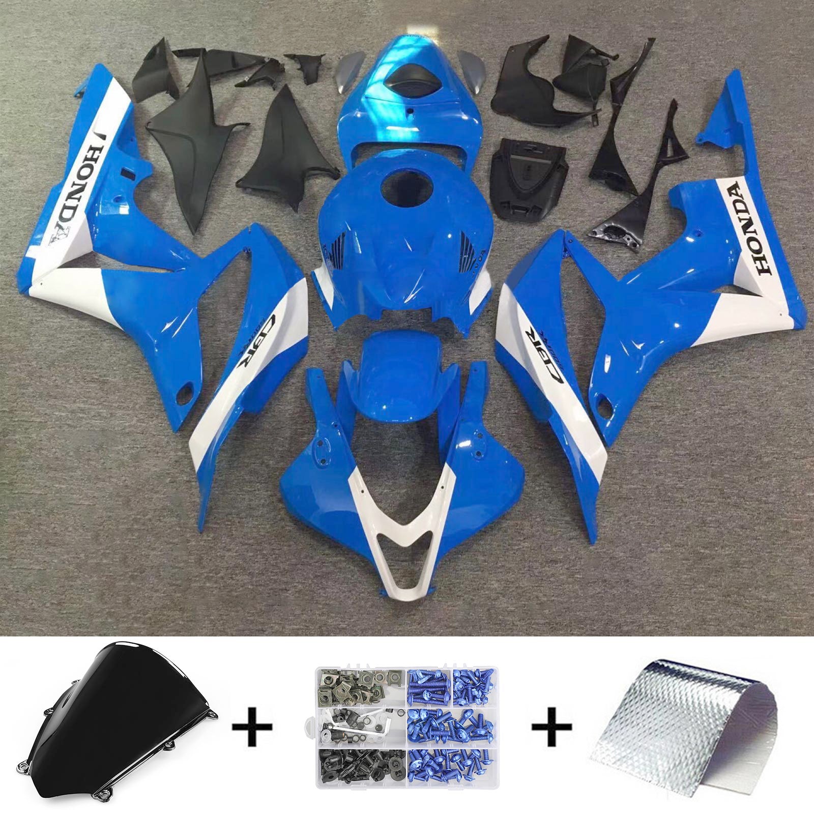 Amotopart 2009-2012 Honda CBR600RR Blue White Fairing Kit