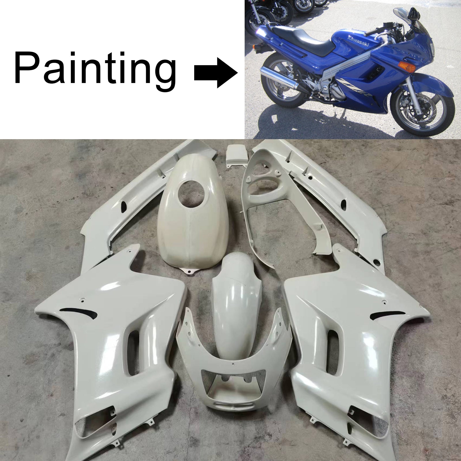 Amotopart 1996-2007 Kawasaki ZZR250 Blue Fairing Kit